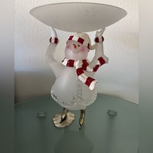 Snowman candy dish or serving bowl 10 inches tall